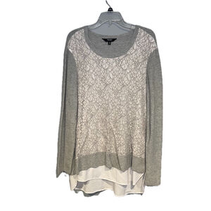 VeraWang Gray Cosmic Rouge Sweater Blouse Woman Size XL Crochet Lace Simply Vera